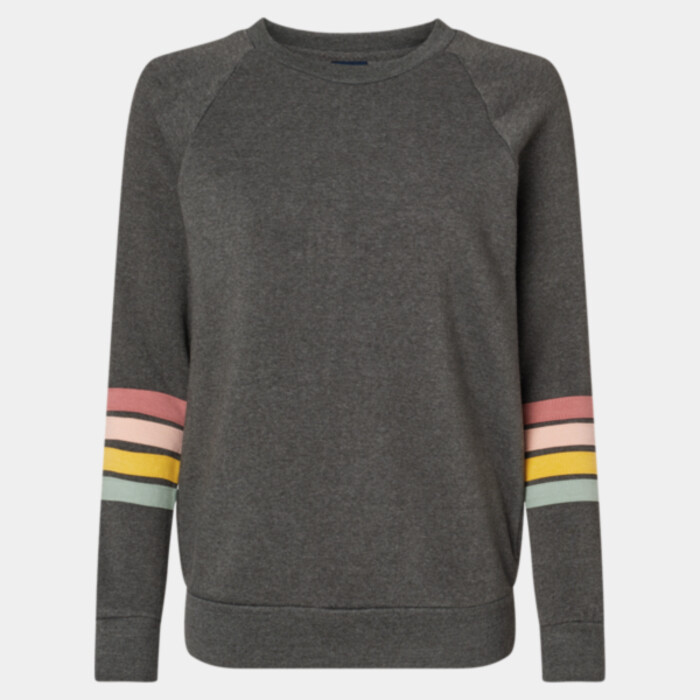 Women's Striped Sleeves Crewneck Sweatshirt Thumbnail