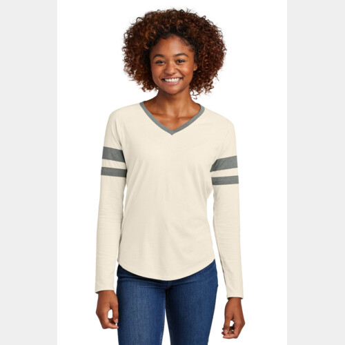 Women's Halftime Stripe Long Sleeve V Neck Tee Thumbnail