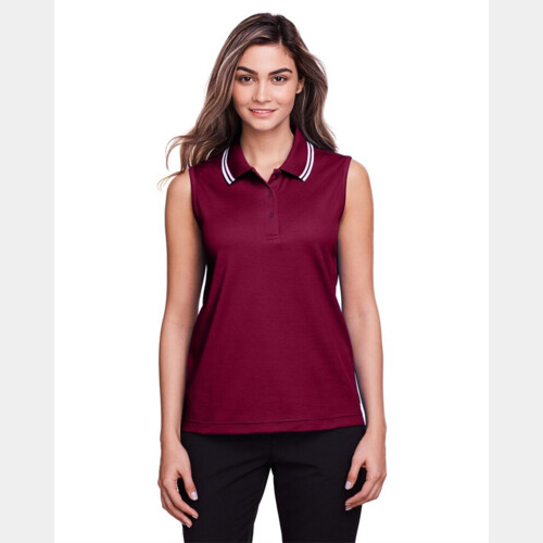 Women's CrownLux Performance® Plaited Tipped Sleeveless Polo Thumbnail
