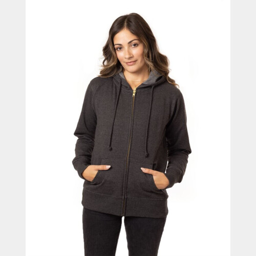 Women's Heathered Full-Zip Hooded Sweatshirt Thumbnail