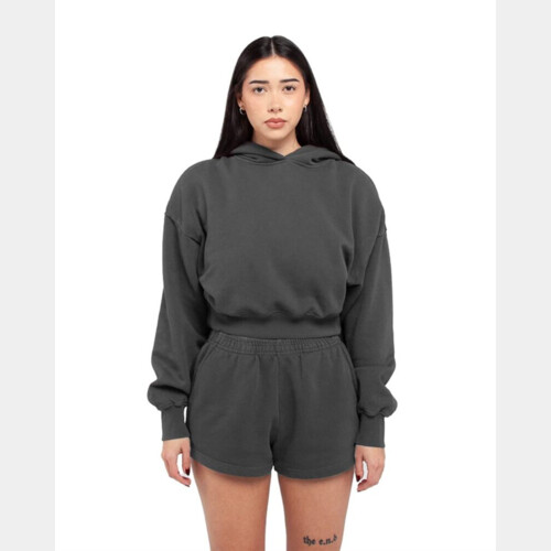 Women's Garment-Dyed Crop Hooded Sweatshirt Thumbnail