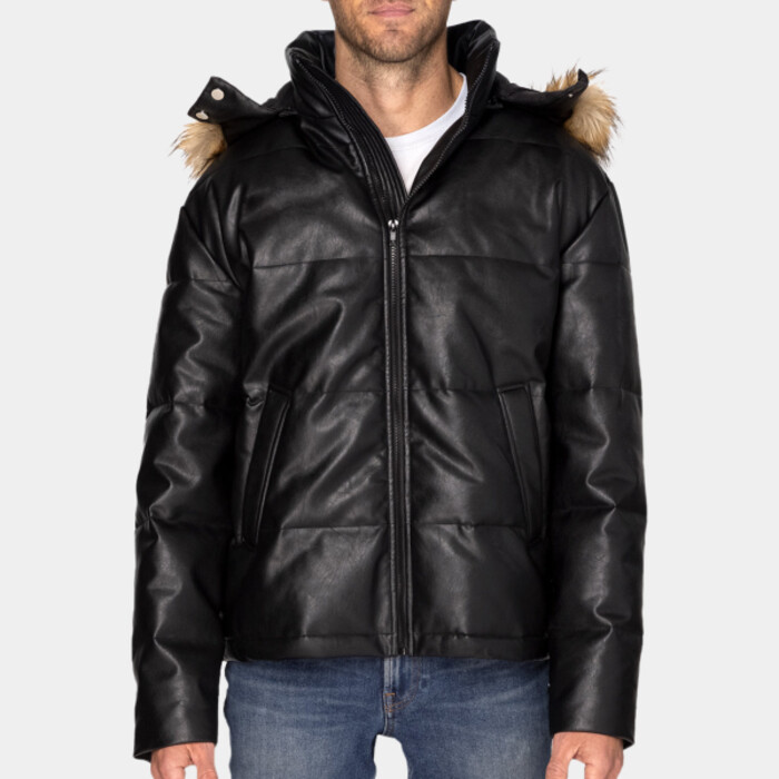 Unisex Vegan Leather Puffer Jacket Thumbnail