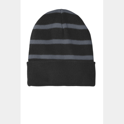 Striped Beanie with Solid Band Thumbnail