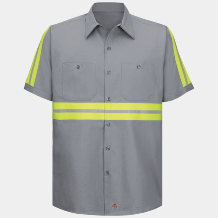 Men's Tall Enhanced Visibility Short Sleeve Cotton Work Shirt Thumbnail