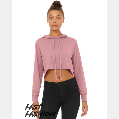Women’s Triblend Crop Long Sleeve Hoodie Tee Thumbnail