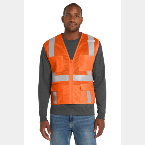 Ansi 107 Class 2 Mesh Six Pocket Zippered Vest Thumbnail