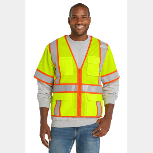 Ansi 107 Class 3 Surveyor Mesh Zippered Two Tone Short Sleeve Vest Thumbnail