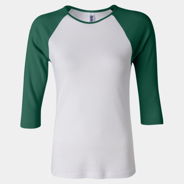Women's Baby Rib Three Quarter Sleeve Contrast Raglan Tee Thumbnail