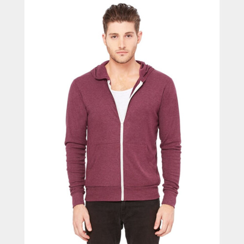 Unisex Triblend Lightweight Hooded Full-Zip Tee Thumbnail