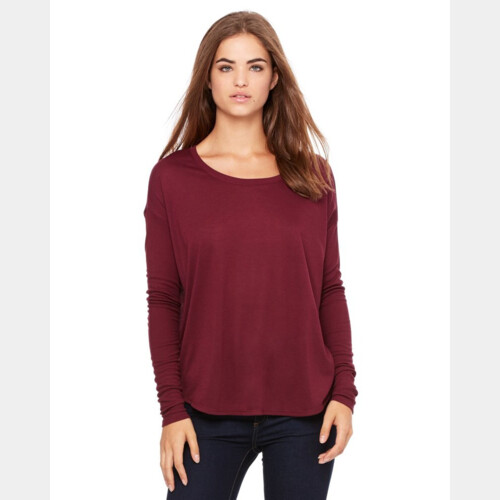 Women's Flowy Long Sleeve Tee with 2x1 Sleeves Thumbnail