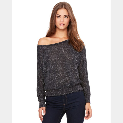 Women's Flowy Long Sleeve Off Shoulder Tee Thumbnail